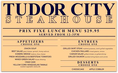 tudor steakhouse|tudor city restaurant menu.